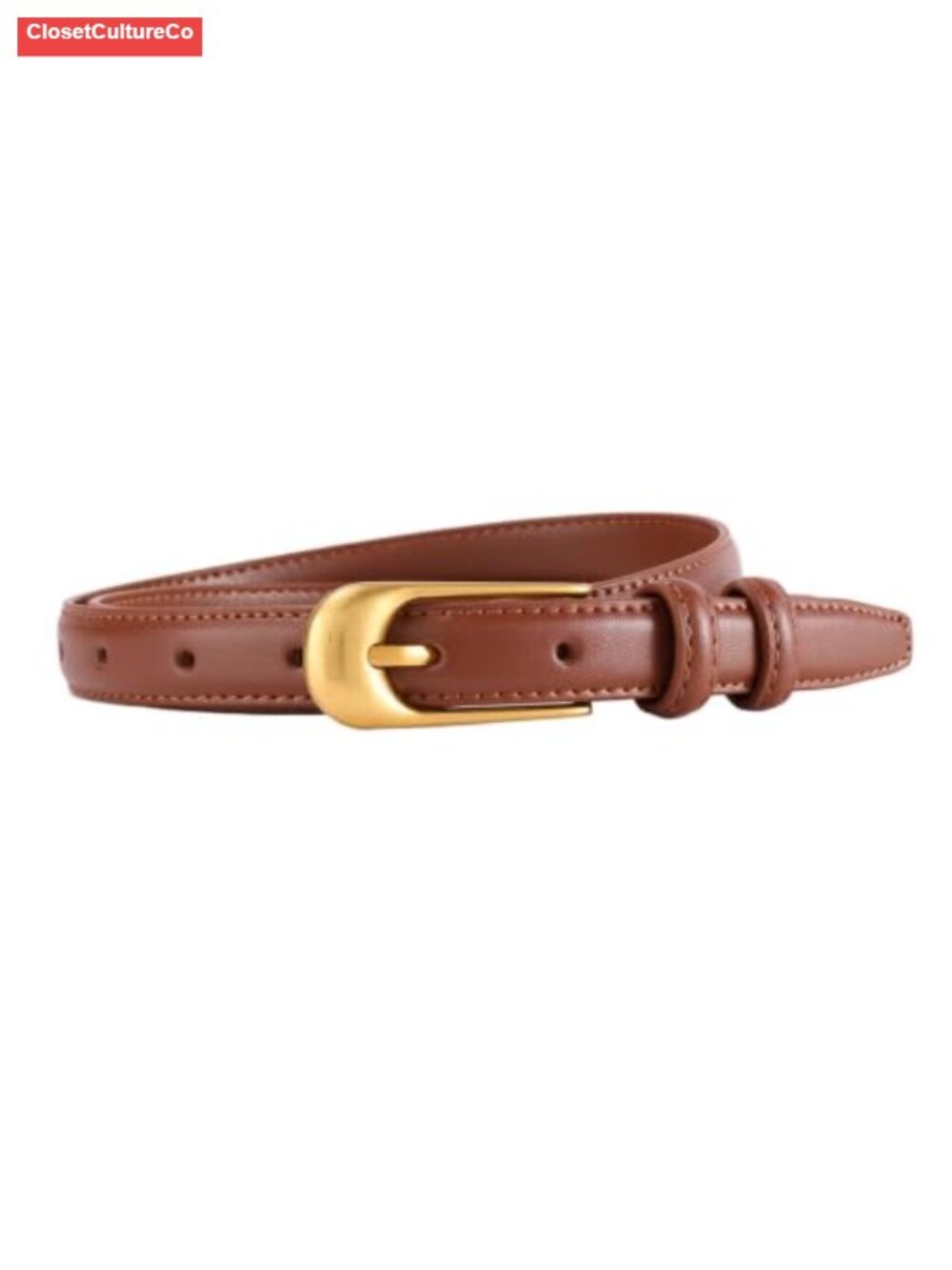 Skinny Leather Belt for Women Gold Buckle Casual Waist Dress Belt for Jeans